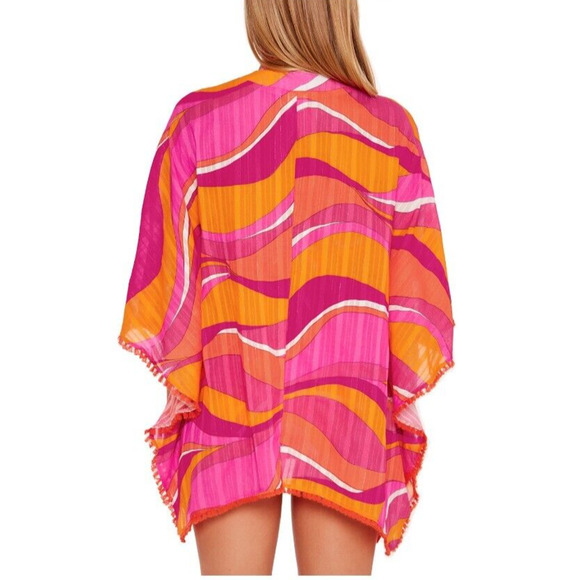 NEW Trina Turk Womens Vivid Vista Fringe Kimono Swimsuit Coverup One Size $152 - Picture 2 of 7